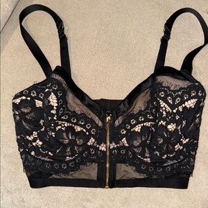 Victoria's Secret Black Lace Zip-Front Bralette